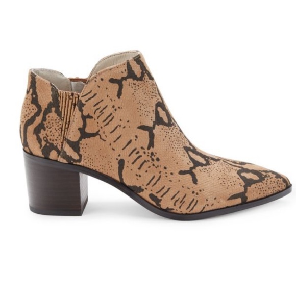 Revel Block Heel Snake Print Leather Booties - Picture 2 of 13